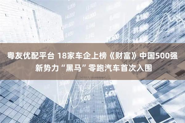 粤友优配平台 18家车企上榜《财富》中国500强 新势力“黑马”零跑汽车首次入围