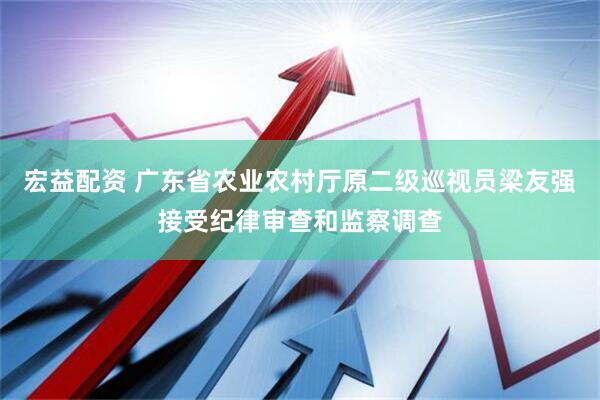 宏益配资 广东省农业农村厅原二级巡视员梁友强接受纪律审查和监察调查